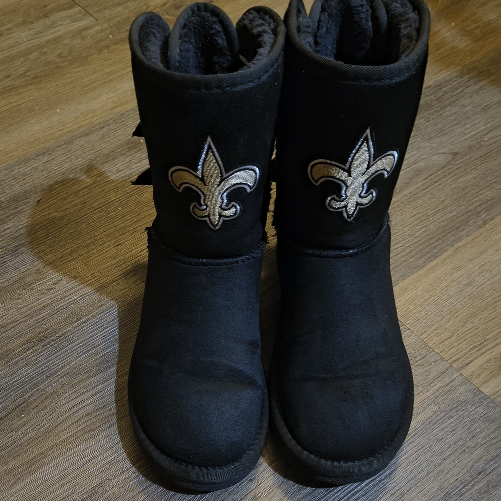 Black New Orleans Saints Winter Boots
